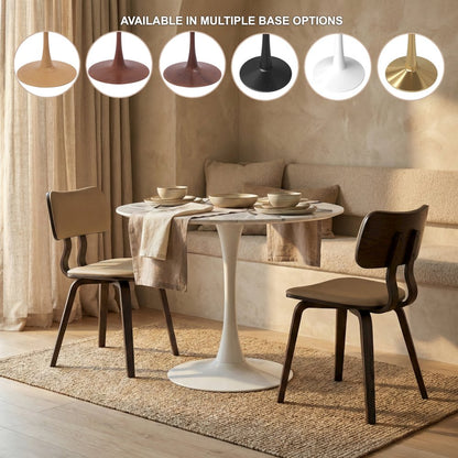 Bristol Series Dining Table White Base With White Stone 24" Round Top