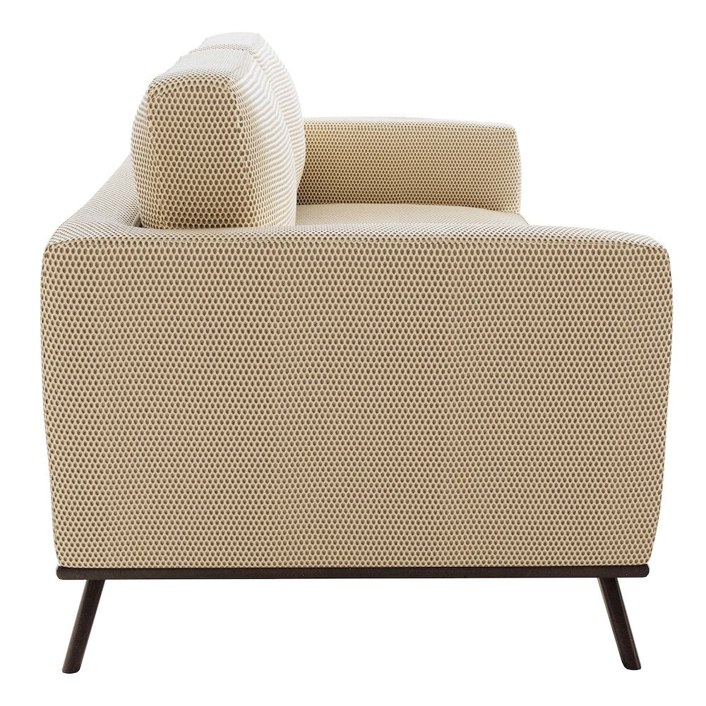 Chester Modern Faux Leather Loveseat in Beige Mesh