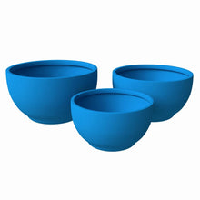 Grove Series Poly Stone Planter Set in Blue