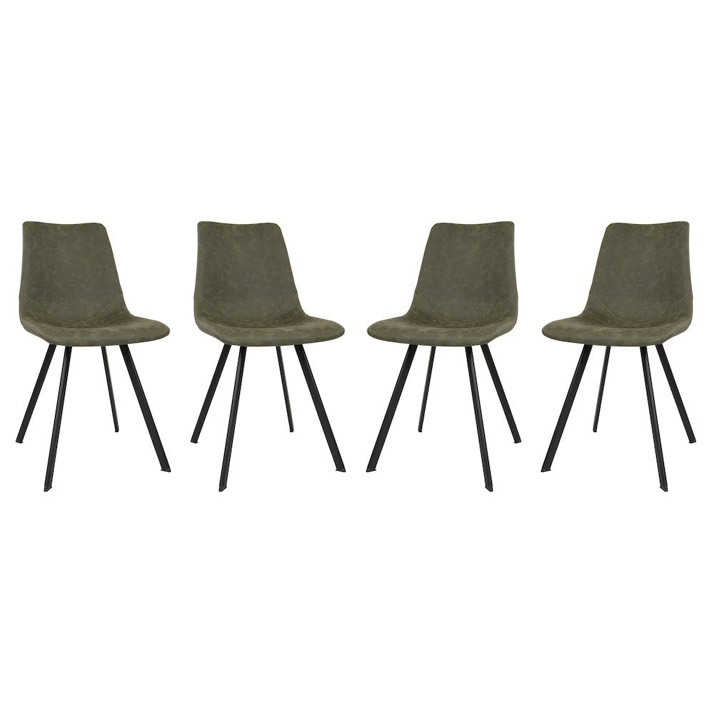 Markley Modern Leather Dining Chair With Metal Legs Set of 4