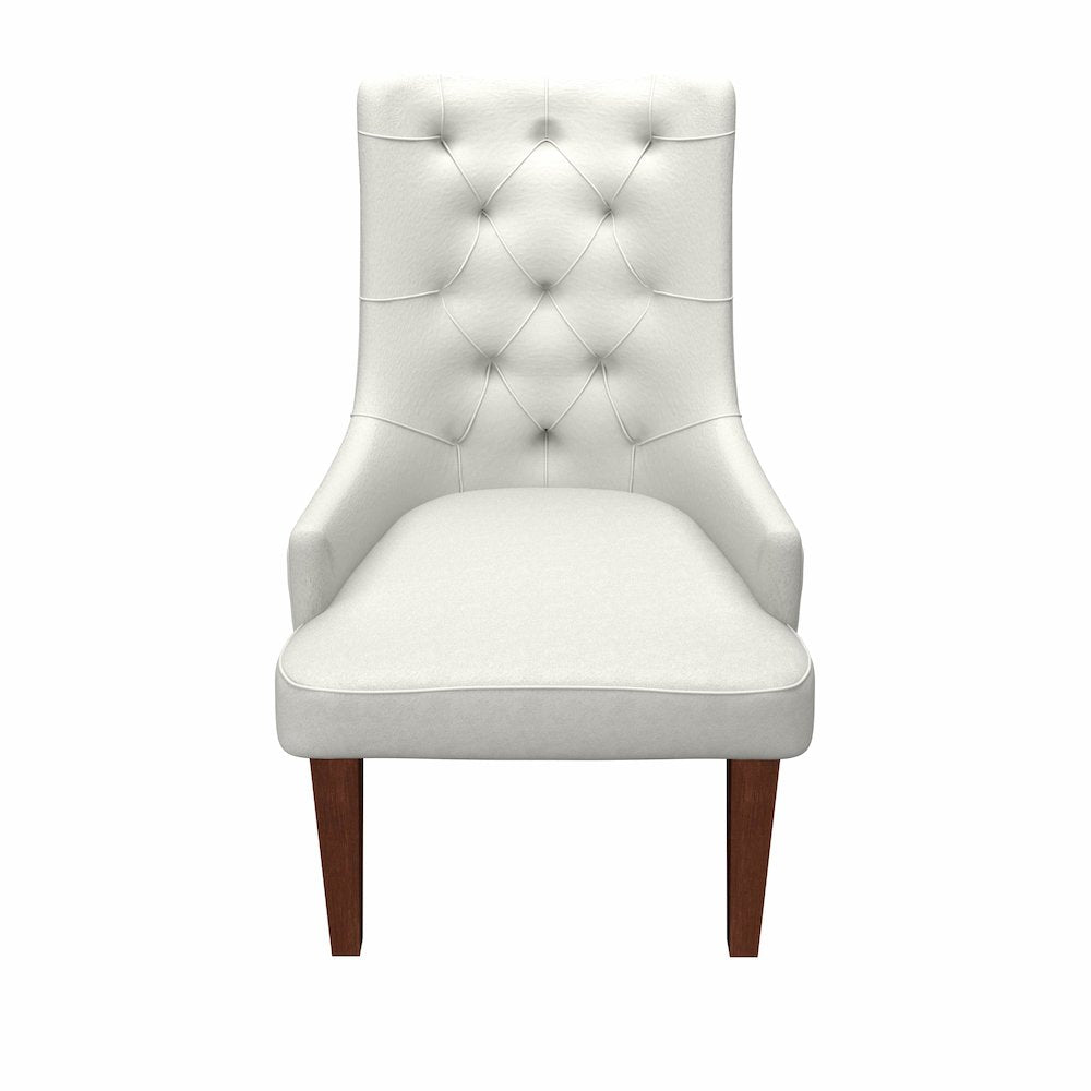 Spruce Collection Modern Wooden Dining Chair in Beige Velvet Set of 2