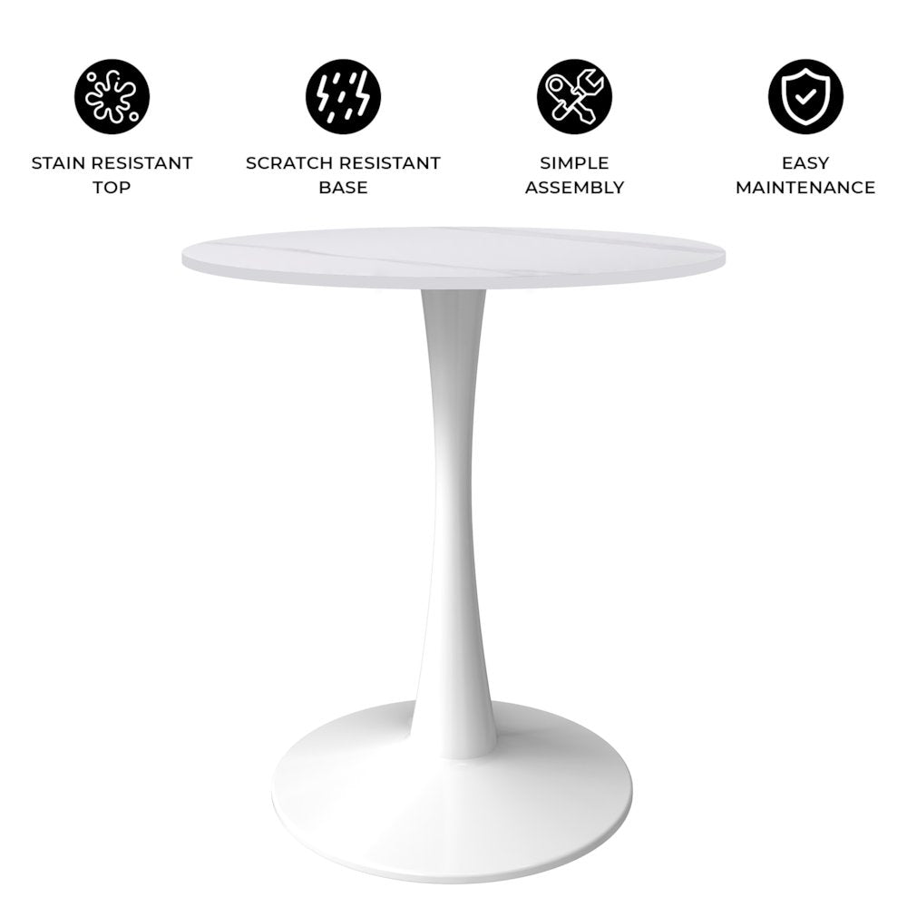 Bristol Series Dining Table White Base With White Stone 24" Round Top