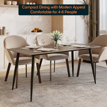 Zayle 55" Rectangle Sintered Stone Dining Table in Red Oak with Black Base