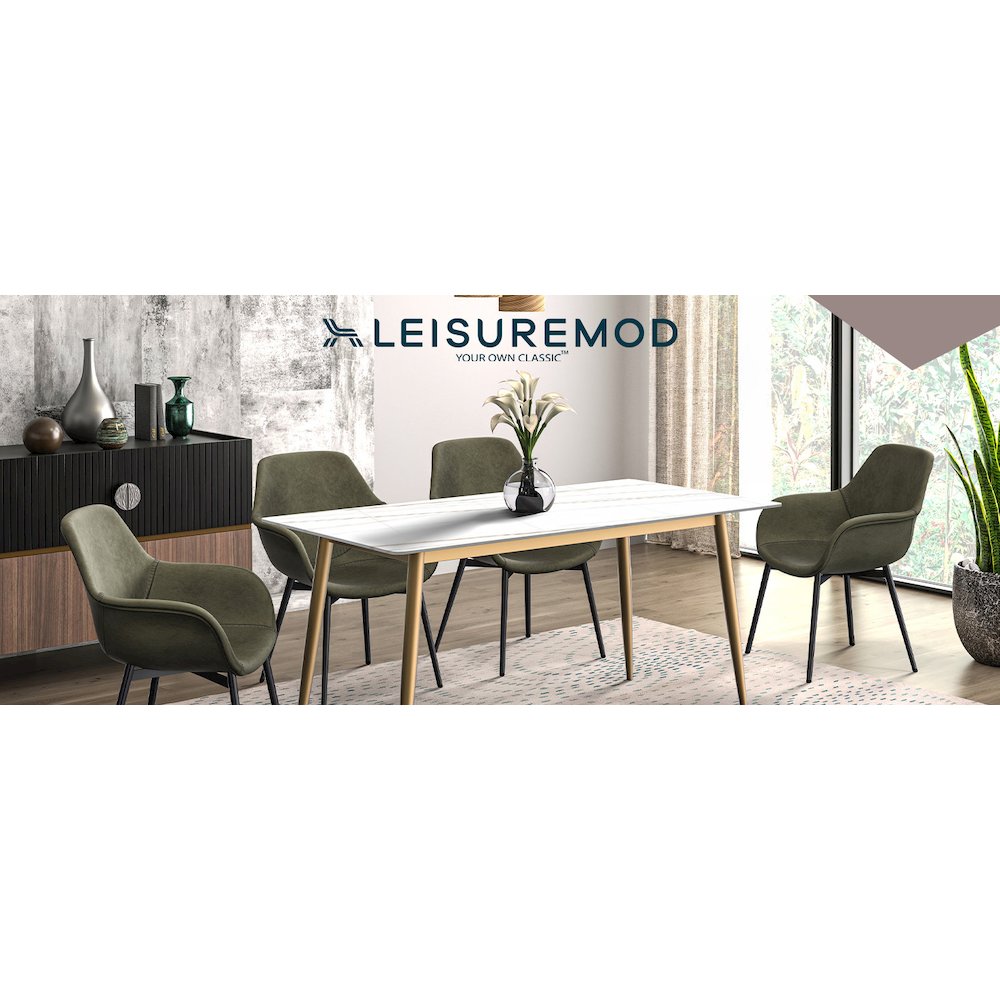 Vivara Collection Modern Dining Chair in Dark Green Set of 2