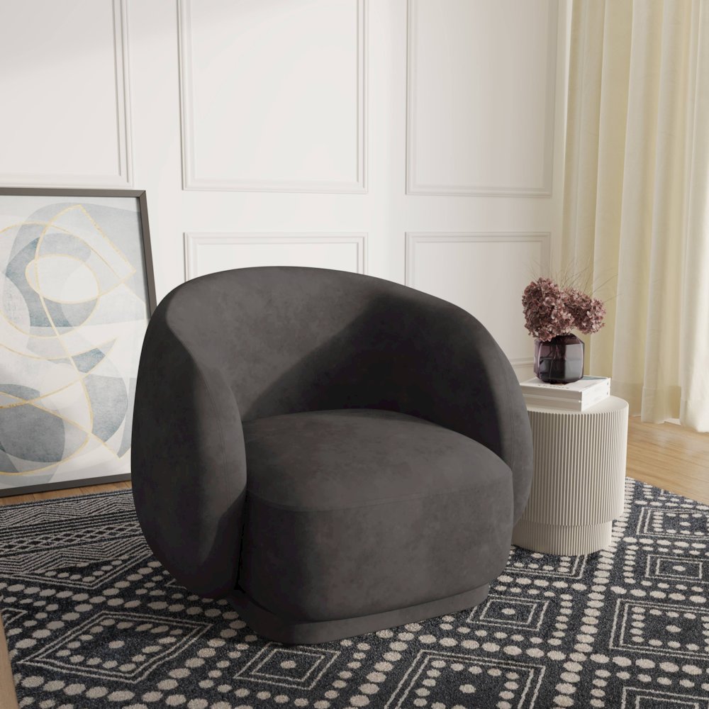 Faze Collection Modern Single Seater Sofa in Light Grey Velvet