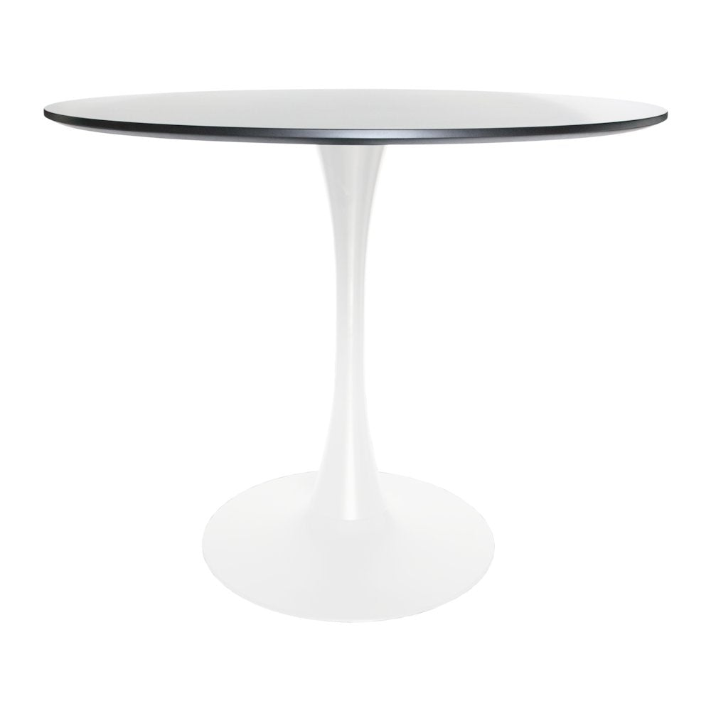 5-Piece Dining Set 35" Round Dining Table in Chrome - Transparent Red