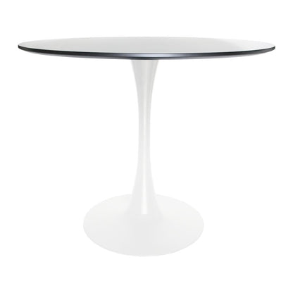 5-Piece Dining Set 35" Round Dining Table in Chrome - Transparent Red