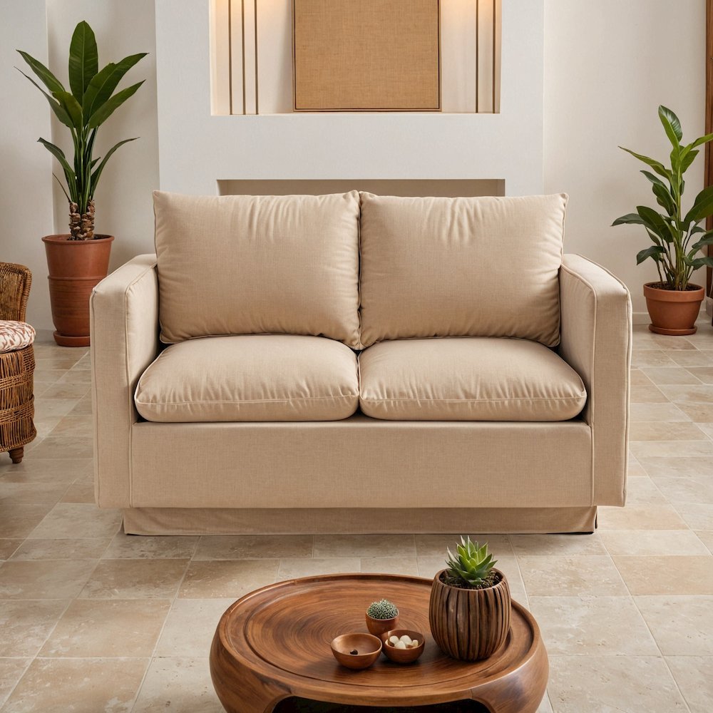 Nervo Modern Mid-Century Upholstered Velvet Loveseat with Gold Frame