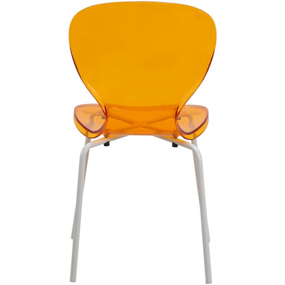 Modern Oyster Transparent Side Chair in White Base
