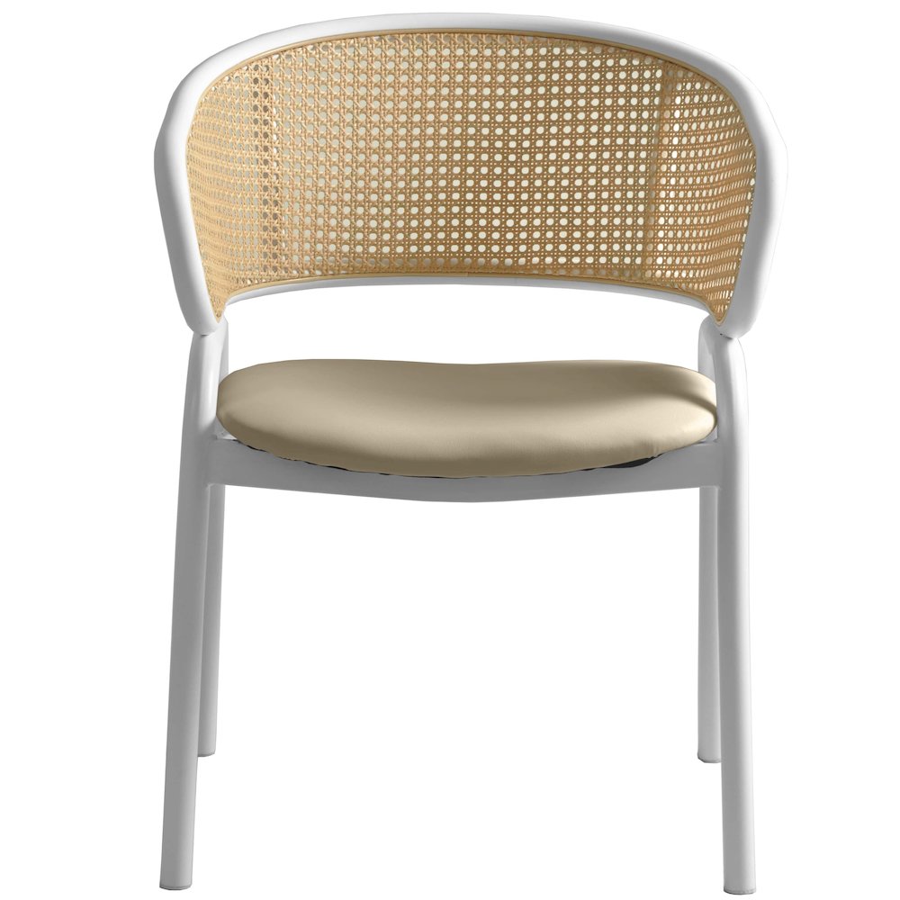 Ervilla - Dining Chair - White frame in Taupe Leather Set of 2
