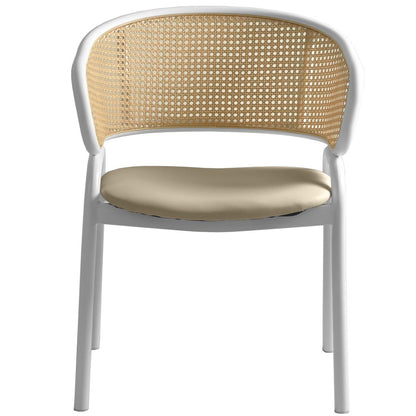 Ervilla - Dining Chair - White frame in Taupe Leather Set of 2