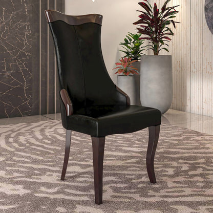 Novara Collection Modern Wooden Dining Chair in Black Set of 2