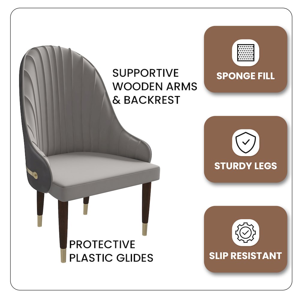 Elara Collection Wooden Dining Chair in Two-Tone Grey Set of 2