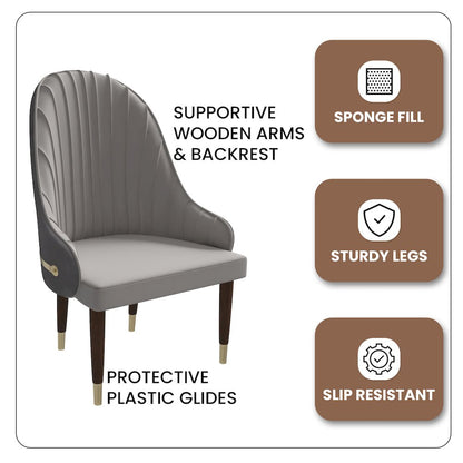 Elara Collection Wooden Dining Chair in Two-Tone Grey Set of 2