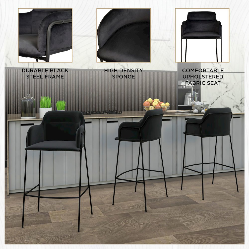 Axis Collection Modern Bar height Chair in Black