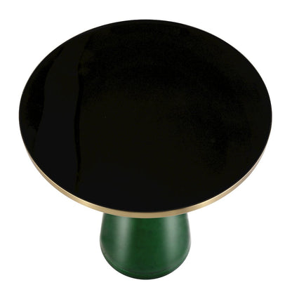 Tully Collection Glass side Table Green glass, Gold Rim with Black Glass top