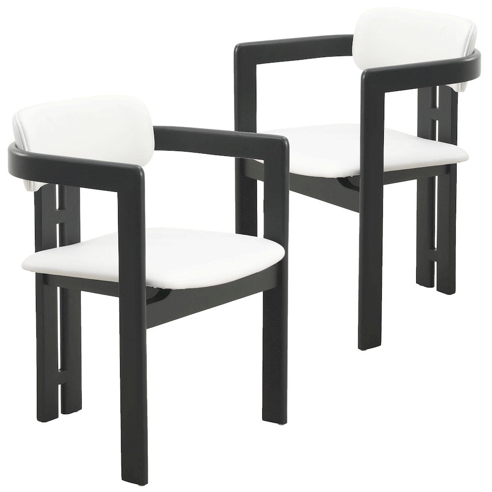 Velo Series Modern Dining Chair in Black Wood with Off White Seat