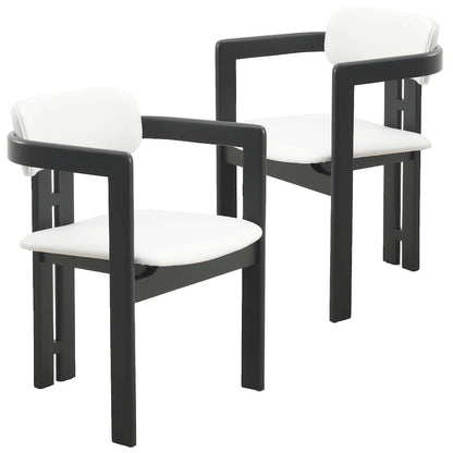 Velo Series Modern Dining Chair in Black Wood with Off White Seat