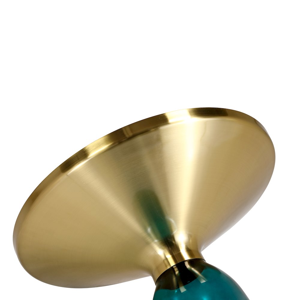 Tully Collection Glass side Table Green glass, Gold Rim with Black Glass top