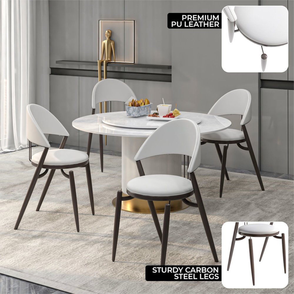 Venice Collection Modern Dining Chair In Black set of 2 in White