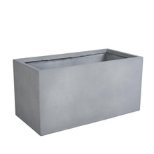 Flora Series Rectangle Poly Stone Planter in Grey 23.6 x 23.6, 47.2 Long