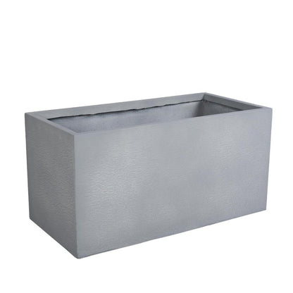 Flora Series Rectangle Poly Stone Planter in Grey 23.6 x 23.6, 47.2 Long