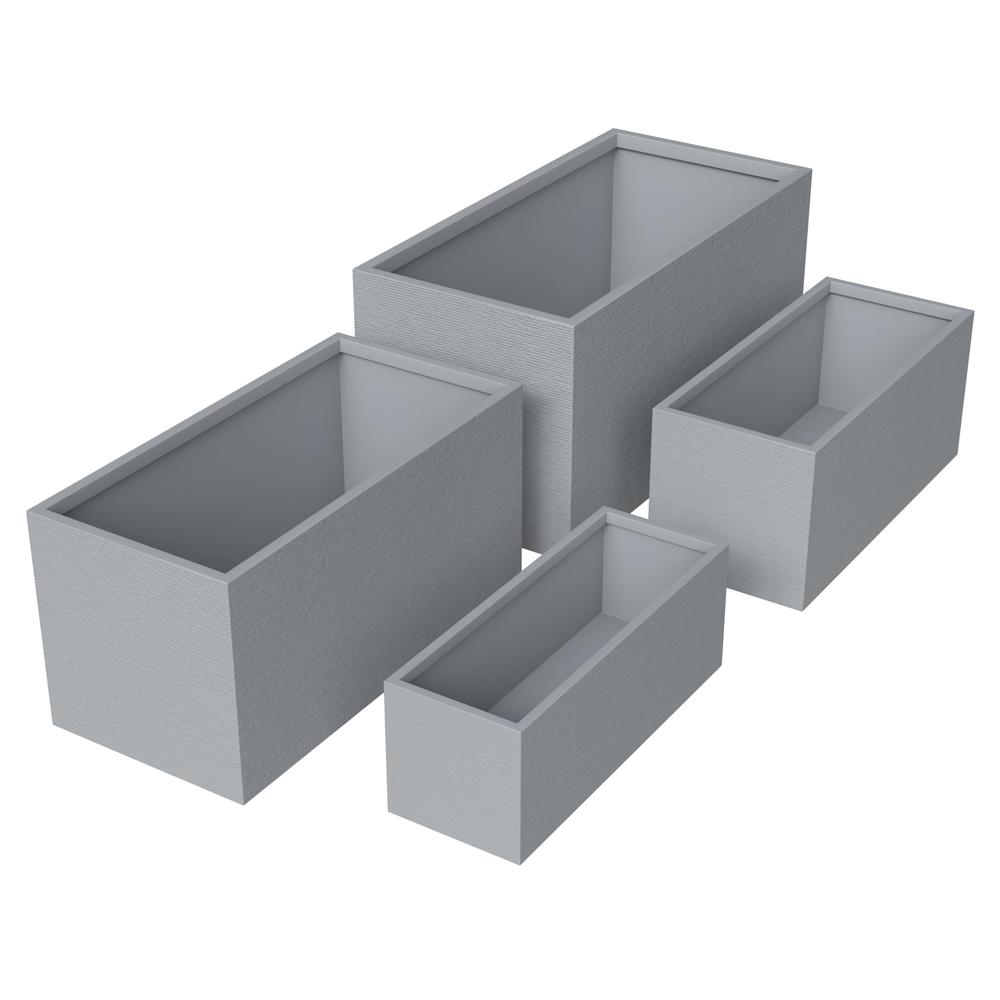 Flora Series Poly Stone Planter Set in Grey