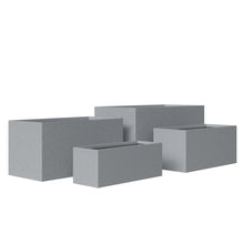 Flora Series Poly Stone Planter Set in Grey