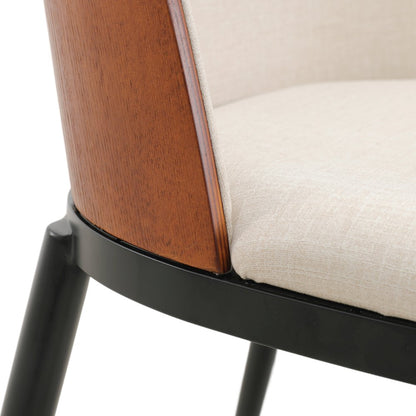 Zayle 7-Piece Dining Set with 55" Rectangular Dining Side Chair in Walnut/Beige