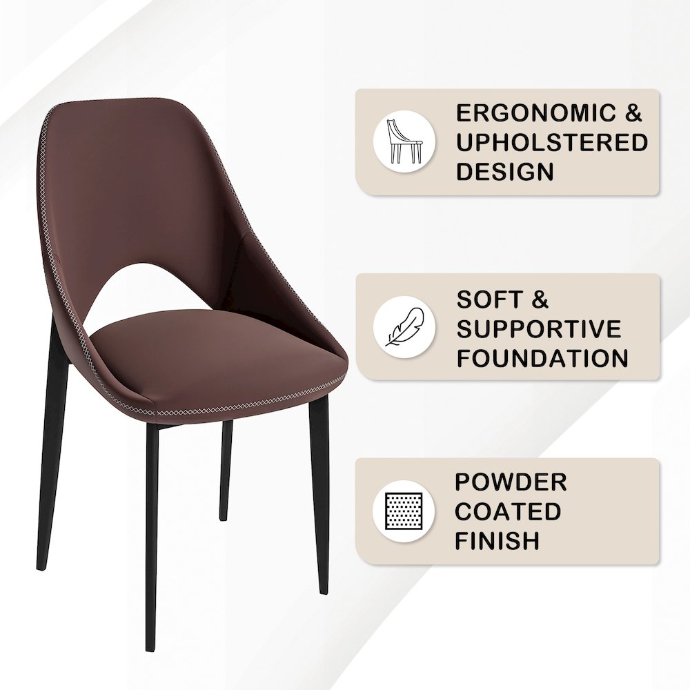 Amalfi Collection Fabric Modern Dining Chair in Plum Purple
