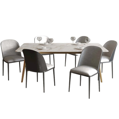 Zayle 7-Piece Dining Set with 55" Rectangular Dining Table in Black/Light Grey