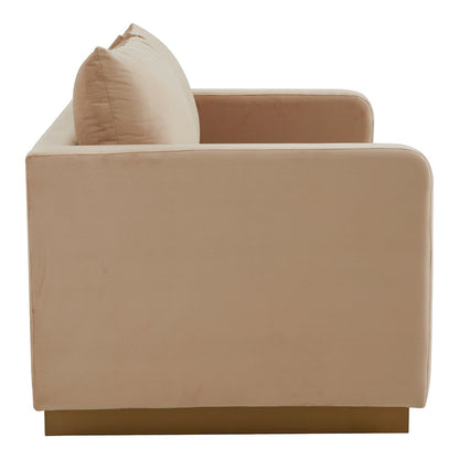 Nervo Modern Mid-Century Upholstered Velvet Loveseat with Gold Frame