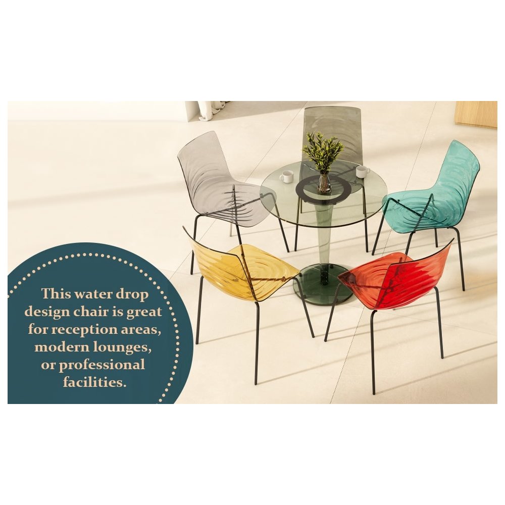 Astor Water Ripple Design Dining Chair in Black Base Trans Blue Seat