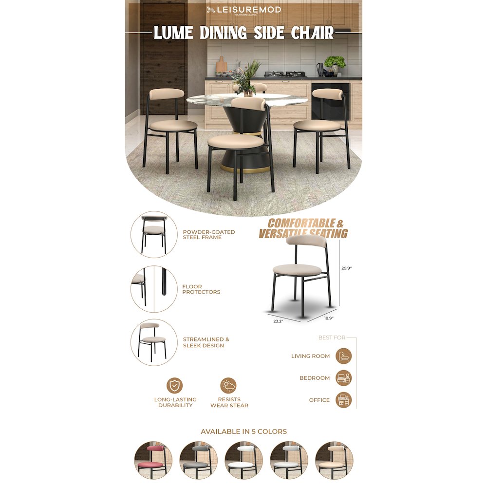 Lume Collection Modern Dining Chair in Dark Taupe Set of 2