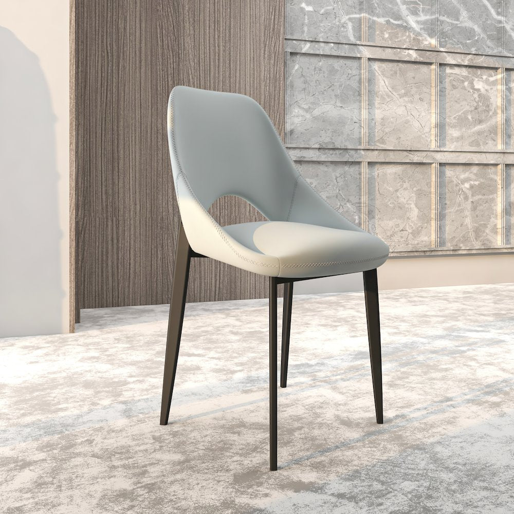 Amalfi Collection Modern Fabric Dining Chair in Coconut White - Set of 4