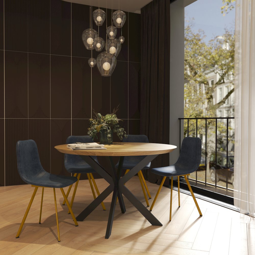 Markley Modern Leather Dining Chair With Gold Legs Set of 2