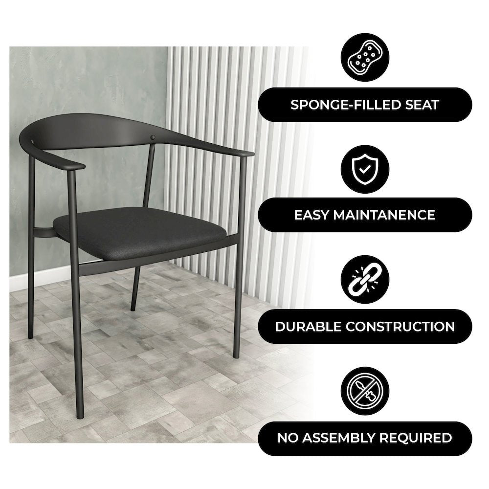 Kora Collection Modern Dining Chair in Black - Set of 2