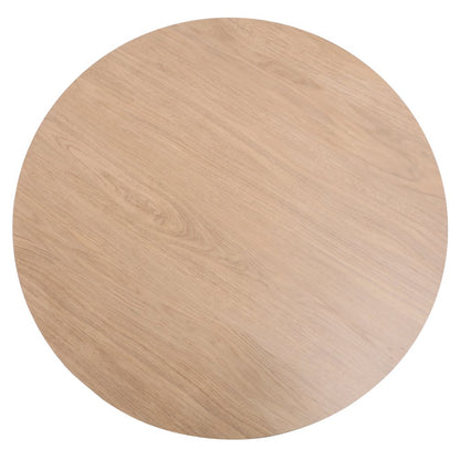 Bristol 27" Round Dining Table Black Base with Sintered Stone Natural Wood Top