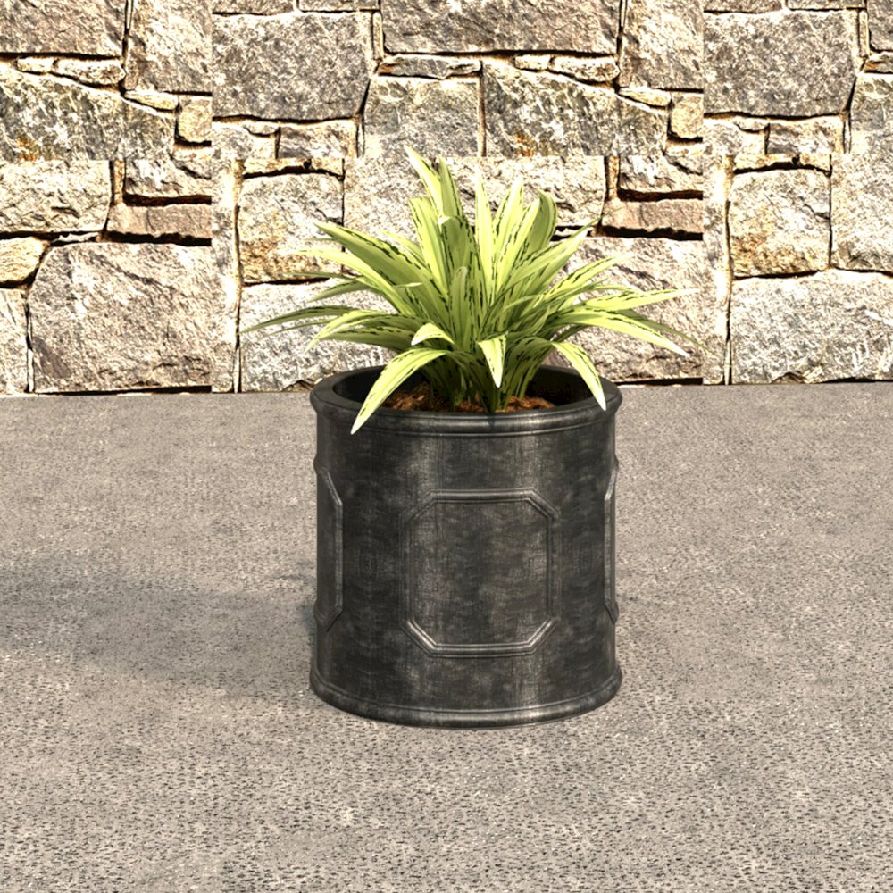 Meadow Series Fiber Stone Planter in Black 10.6" Dia, 10.6" HIgh