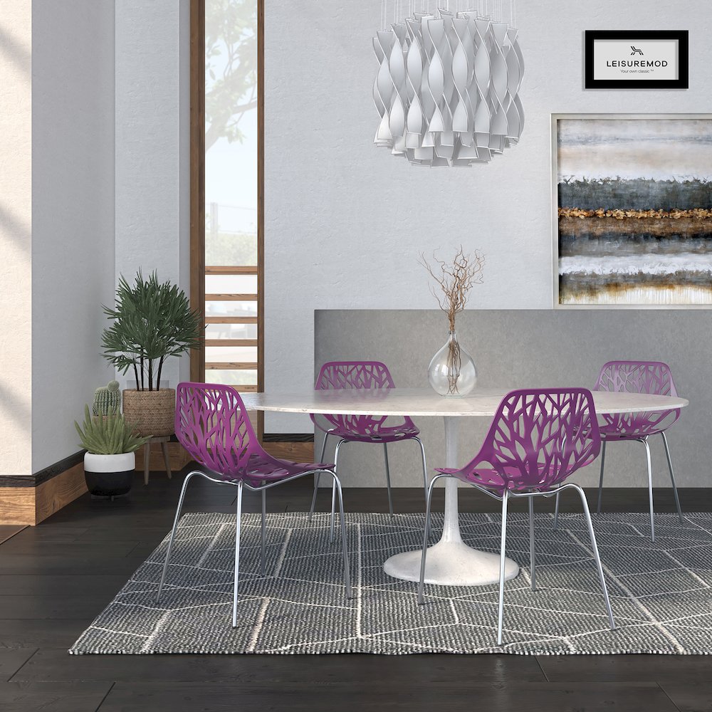 Modern Asbury Dining Chair w/ Chromed Legs, Set of 4