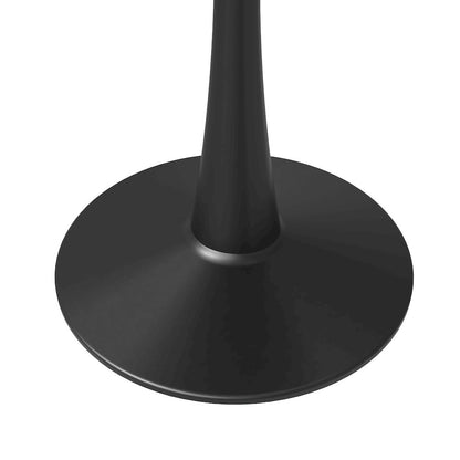 Bristol 27" Round Dining Table Black Base with Sintered Stone Natural Wood Top