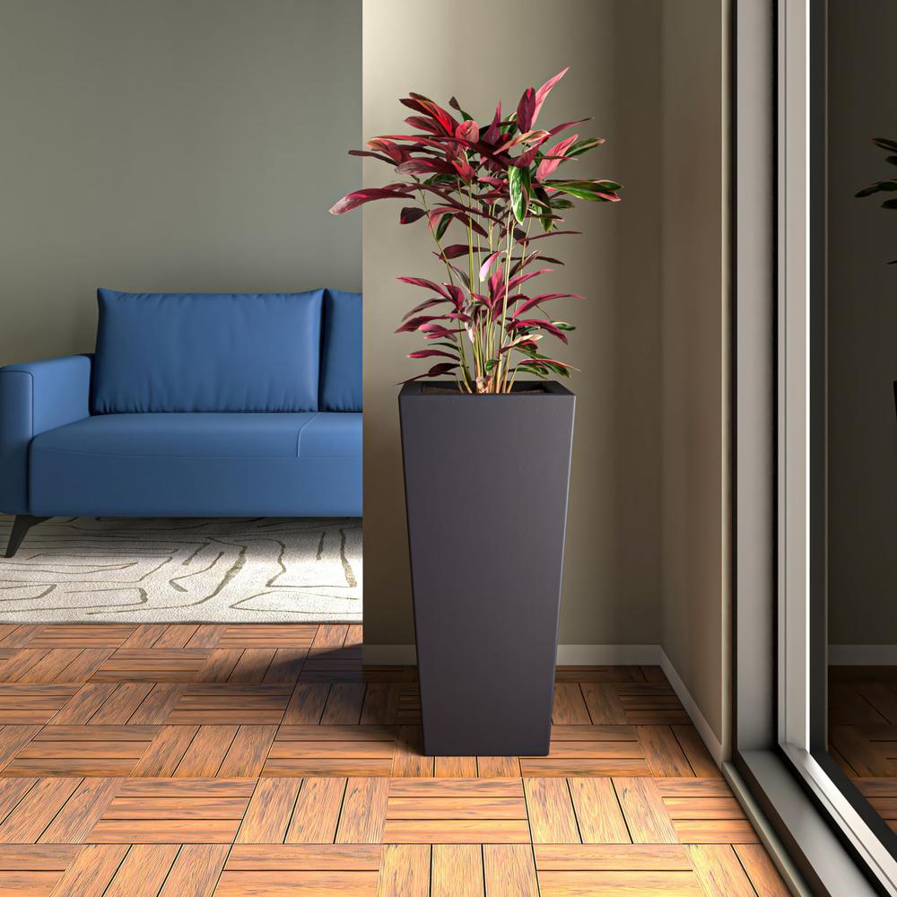 Orna Series Poly Stone Planter 17.7 Dia 36.2 High in Black