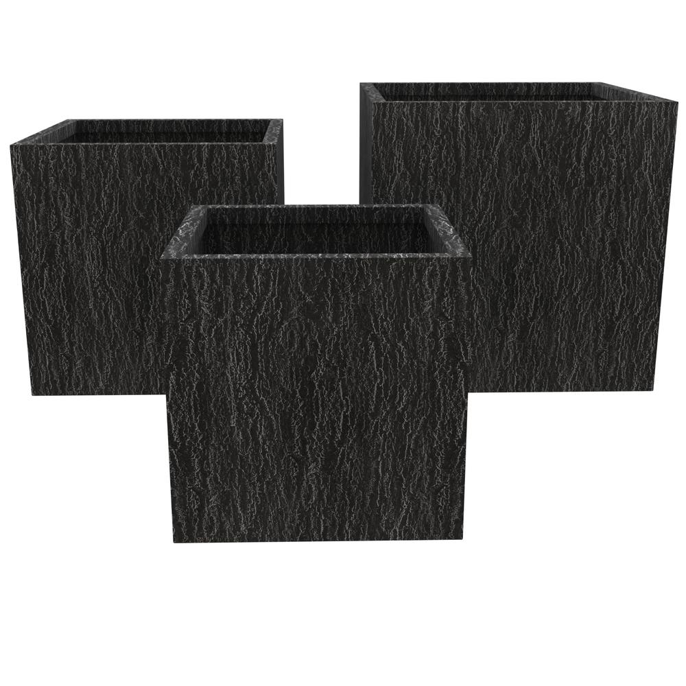 Verdura Series Poly Stone Planter set in Black