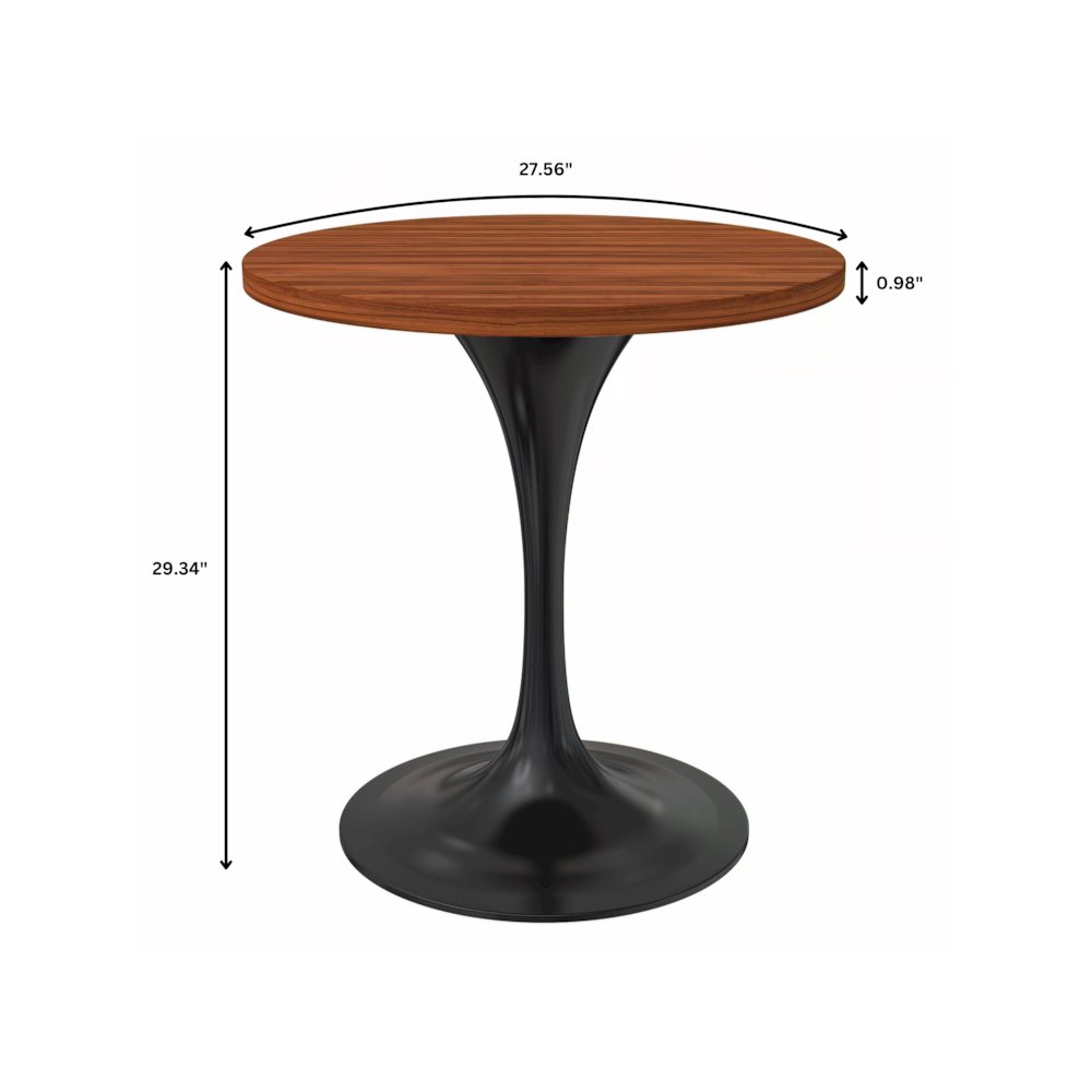 Verve Collection 27 Round Dining Table, Black Base with Cognac Brown MDF Top