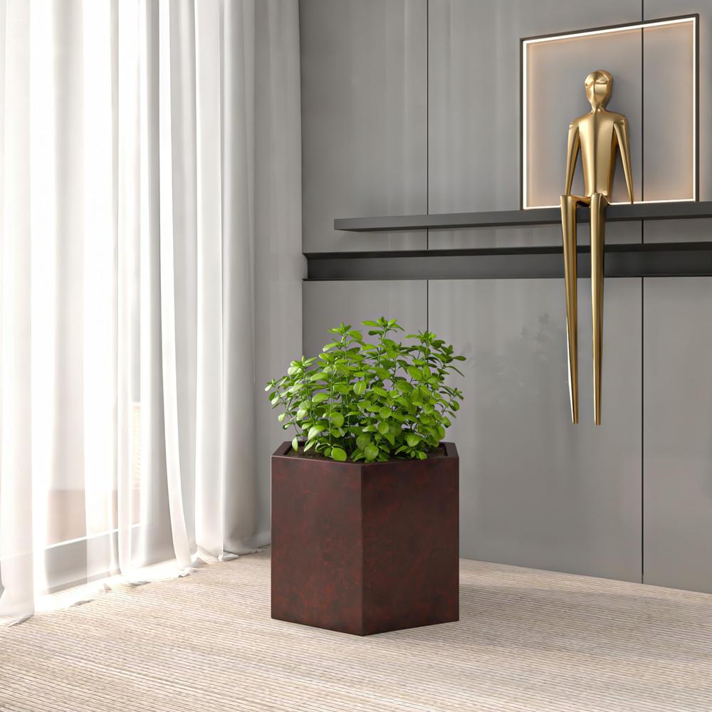 Thicket Series Poly Stone Planter in Brown 14 High