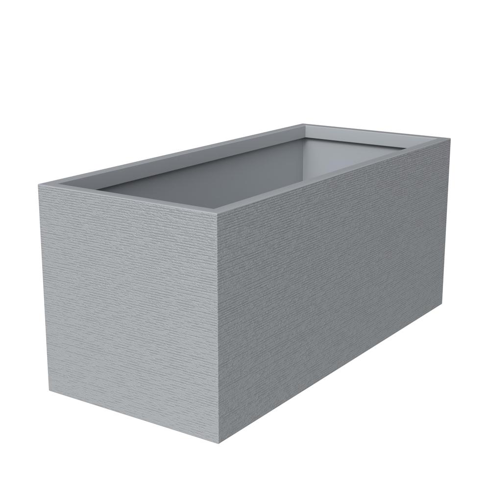 Flora Series Poly Stone Planter Set in Grey