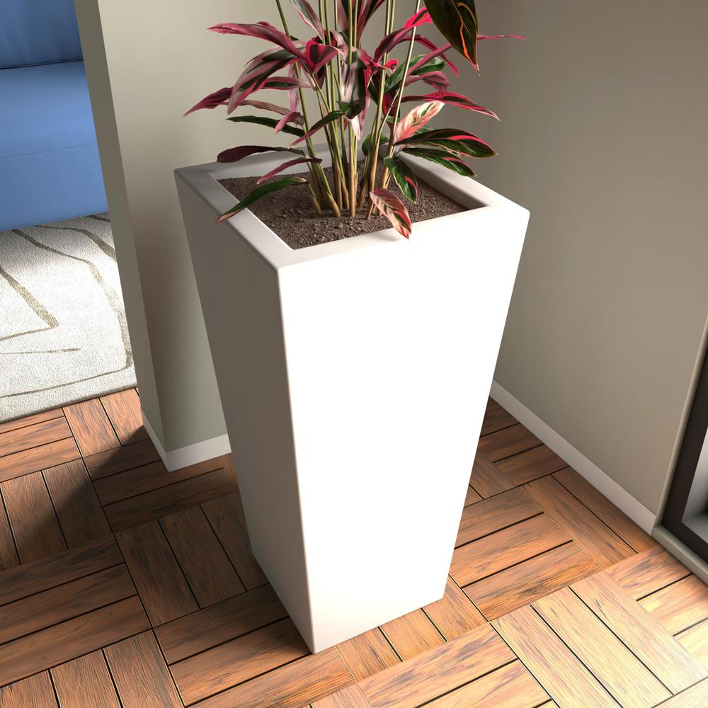 Orna Series Poly Stone Planter 17.7 Dia 36.2 High in White