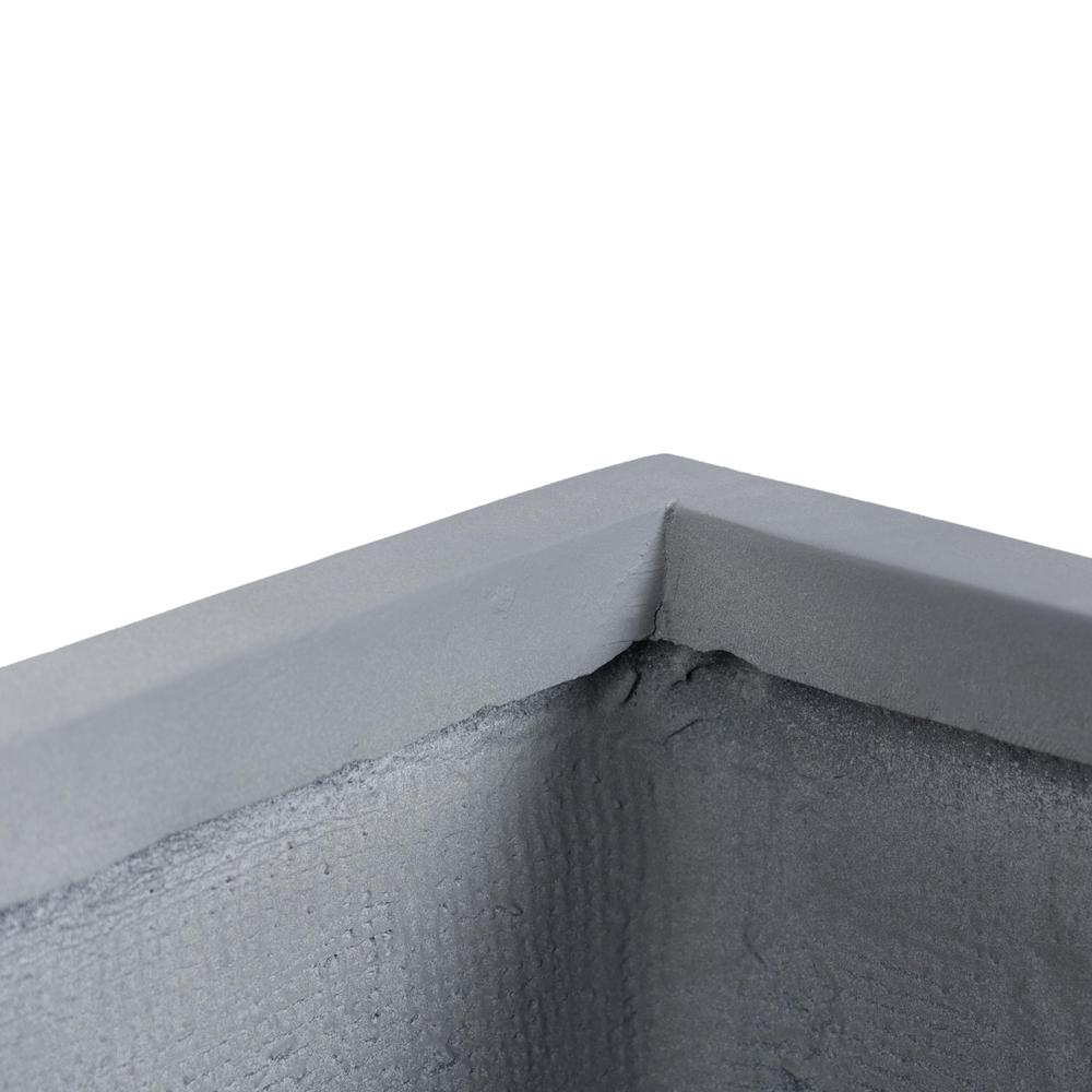 Flora Series Rectangle Poly Stone Planter in Grey 23.6 x 23.6, 47.2 Long