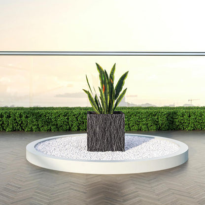 Verdura Series Cubic Poly Stone Planter in Dotted Blck 21.7 Cube