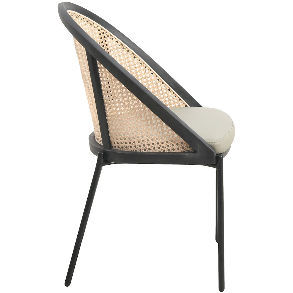 Urbane Collection Modern Dining Chair With Wicker back in Olive Green - Set of 2